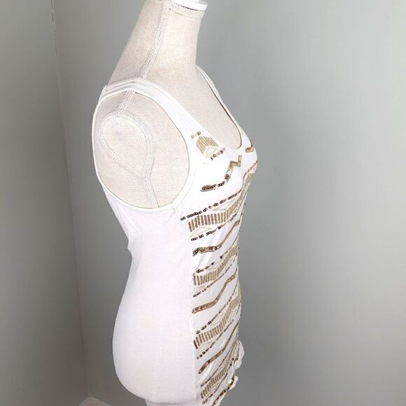 ZOY ESTILLO WOMEN'S SLEEVELESS TOP T BACK WITH GOLD EMBELLISHMENTS SIZE MEDIUM - Picture 3 of 6